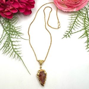NEW⚜️Gold Dipped Gemstone Pendant Necklace